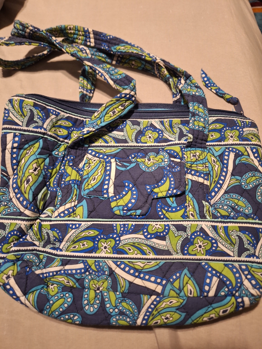 Tanya Lee Quilted Paisley Tote in Navy, Teal & Lime